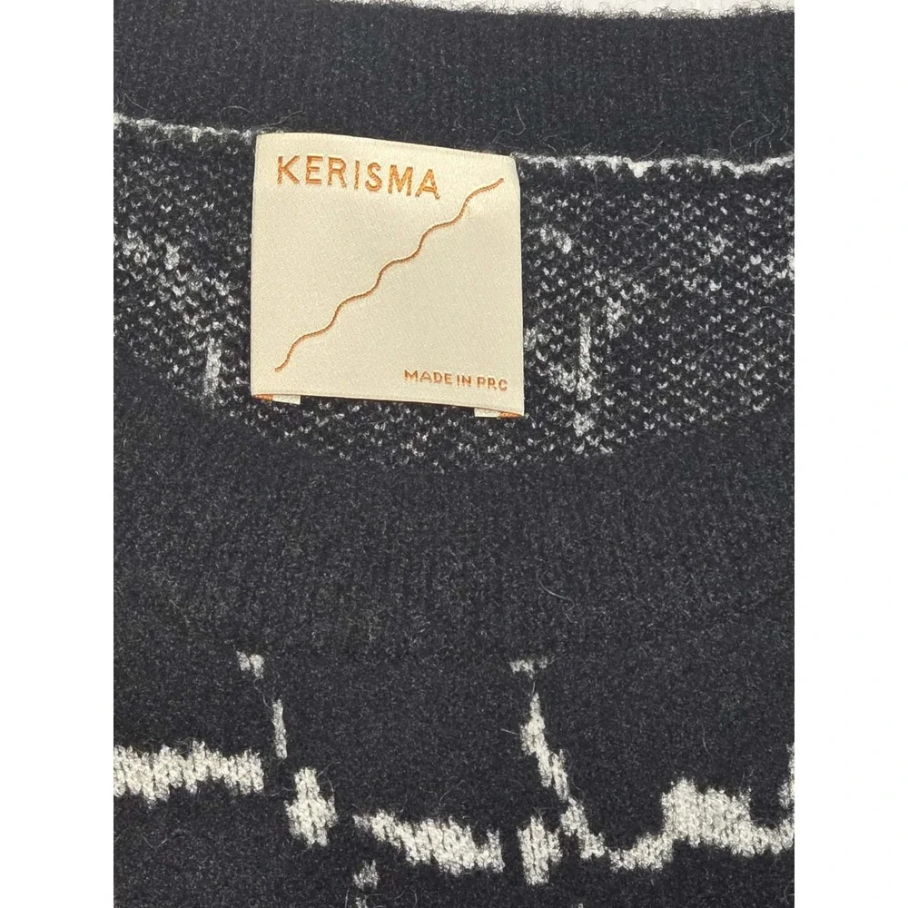 Kerisma Black White Cropped Sweater OS GUC Cozy Chic Boho‎ 🖤✨